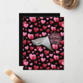 Stingray Love Valentine's Day Card in Black Notitiekaartje (Voorkant / Achterkant in situ)