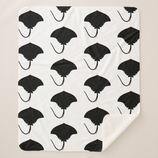 Stingray Silhouette Sherpa Deken (Voorkant)