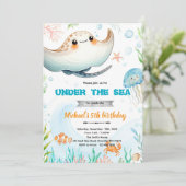 Stingray theme invite  kaart (Staand voorkant)