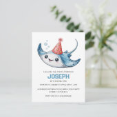 Stingray verjaardagsfeest uitnodiging zwembad (Staand voorkant)