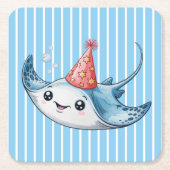 Stingray verjaardagsfeestje kartonnen onderzetters (Voorkant)