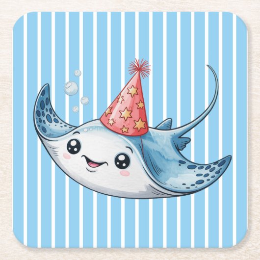 Stingray verjaardagsfeestje kartonnen onderzetters (Voorkant)