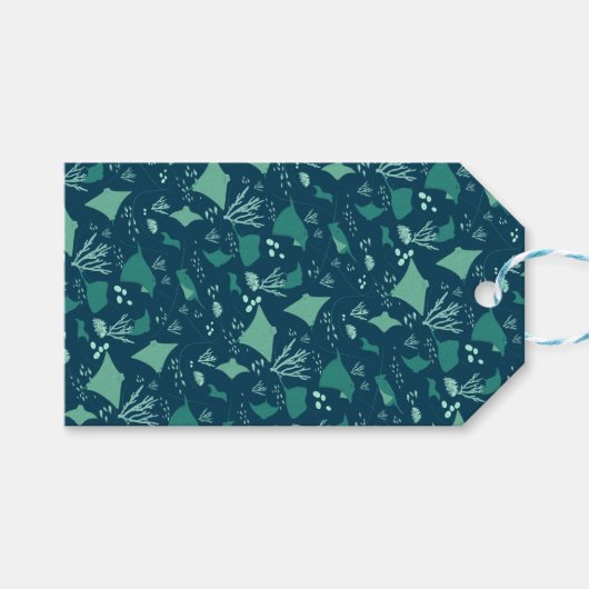 Stingrays en Manta Rays Marine Wildlife Pattern Cadeaulabel (Voorkant (Horizontaal))