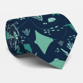 Stingrays en Vissen Onderwater Pattern Stropdas (Opgerold)