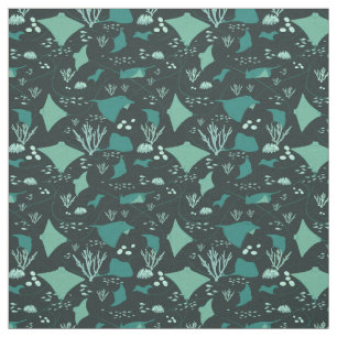 Stingrays Manta Rays Blauwe Oceaan Patroon Stof