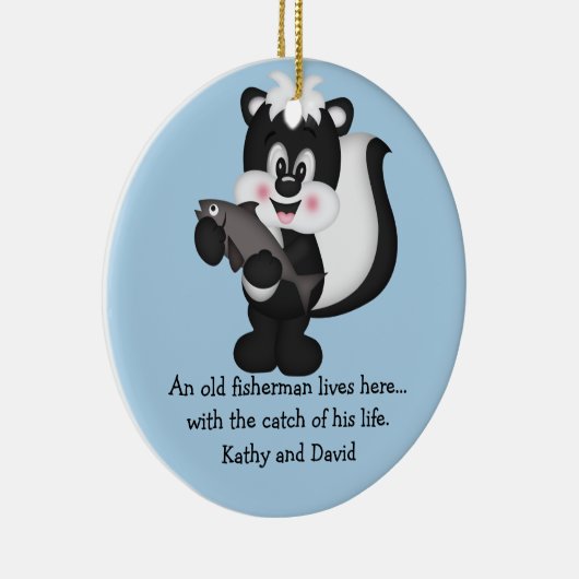 Stinkdier en vis keramisch ornament (Rechts)