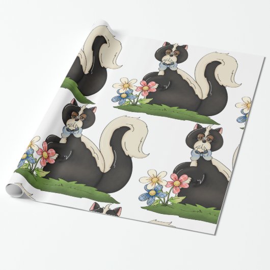 Stinkdier met bloemen cadeaupapier (Uitgerold)