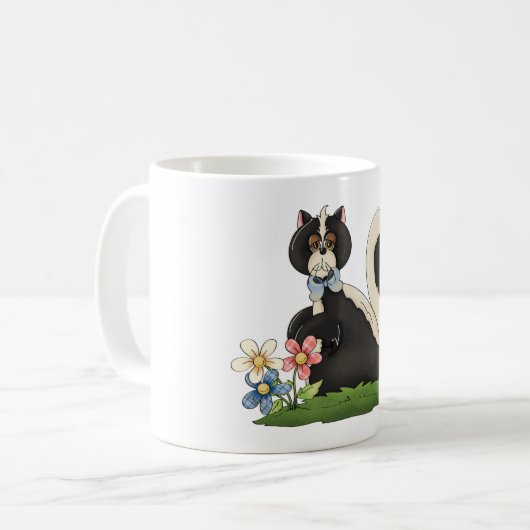 Stinkdier met bloemen koffiemok (Voorkant links)