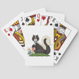 Stinkdier met bloemen pokerkaarten