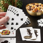 Stinkdier met drijvend Pet bovenaan Pokerkaarten (Insitu)