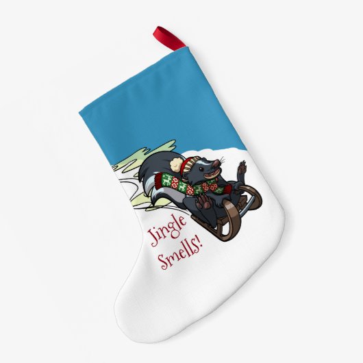 Stinkdier op een gesleed Jingle Smells! kerstCarto Kleine Kerstsok (Achterkant (Hangend))