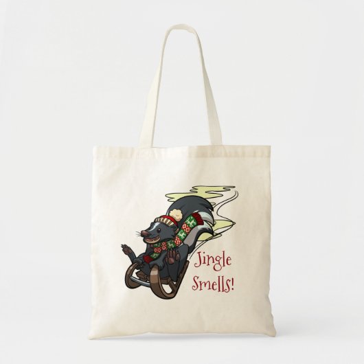 Stinkdier op een gesleed Jingle Smells! kerstCarto Tote Bag (Voorkant)