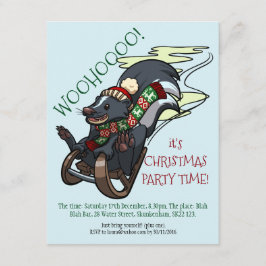 stinkdier op een slee stinkende kerst party Cartoo Kaart