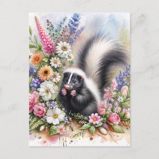 Stinkdier Wilde Bloem Waterverf Kunst Briefkaart (Voorkant)