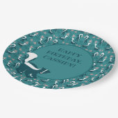 Stinkdieren en bloemen Donkere Blauwgroen Groen, o Papieren Bordje (Gekanteld)