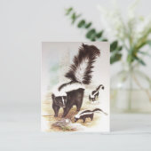 Stinkdieren in de sneeuw briefkaart (Staand voorkant)