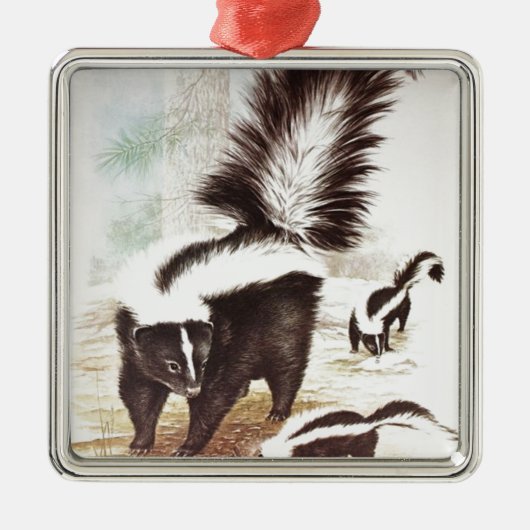 Stinkdieren in de sneeuw metalen ornament (Voorkant)