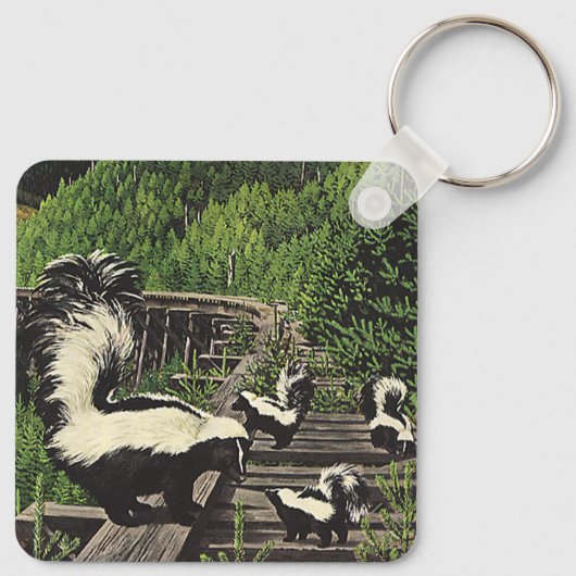  stinkdieren, wilde dieren en boskappen sleutelhanger (Achterkant)