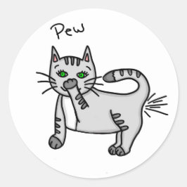 Stinkende kat, kat scheet Humor Ronde Sticker