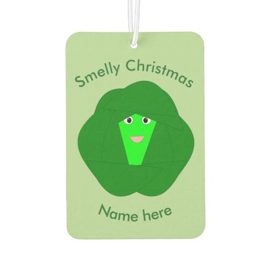 Stinkende kerst Brussels Sprout Luchtverfrisser (Achterkant)