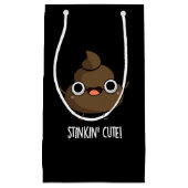 Stinkin Cute Funny Poo Pun Dark BG Klein Cadeauzakje (Voorkant)