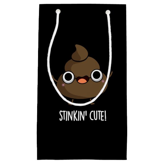 Stinkin Cute Funny Poo Pun Dark BG Klein Cadeauzakje (Voorkant)