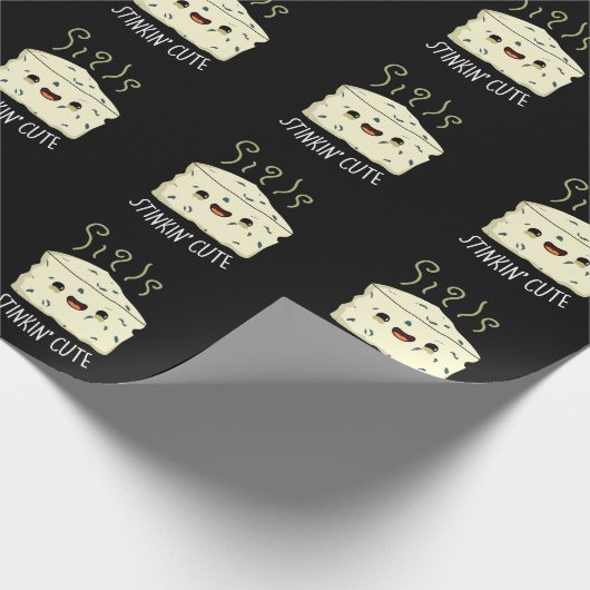 Stinkin Schattige Funny Cheese Pun Dark BG Cadeaupapier (Hoek)