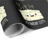 Stinkin Schattige Funny Cheese Pun Dark BG Cadeaupapier (Rol Hoek)