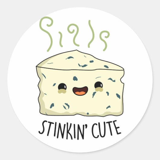 Stinkin Schattige Funny Cheese Pun Ronde Sticker (Voorkant)