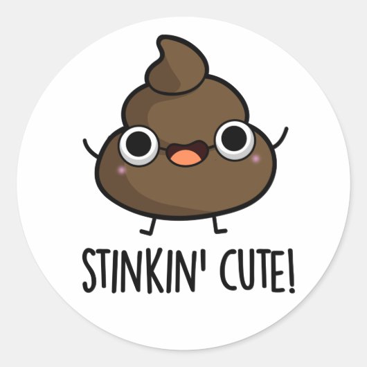 Stinkin Schattige Funny Poo Pun Ronde Sticker (Voorkant)