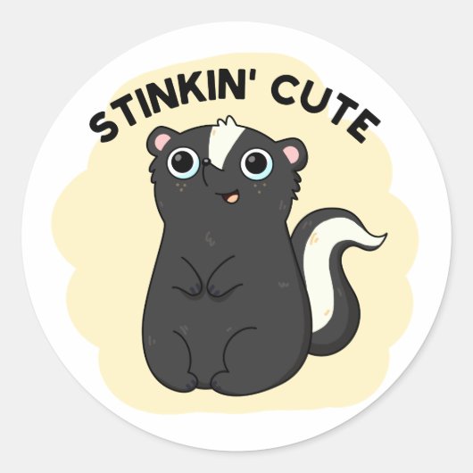 Stinkin Schattige Funny Skunk Pun Ronde Sticker (Voorkant)