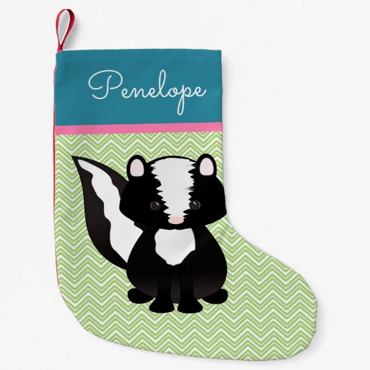 Stinkkunk in pastels gepersonaliseerd kleine kerstsok (Voorkant)