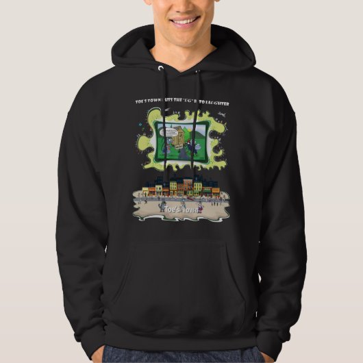 Stinky Perspective | Absurd Situational Black Hoodie (Voorkant)