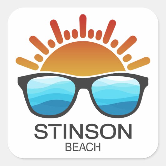 Stinson Beach California Zonnebril Vierkante Sticker (Voorkant)