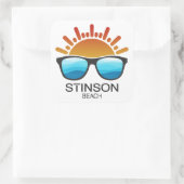 Stinson Beach California Zonnebril Vierkante Sticker (Tas)