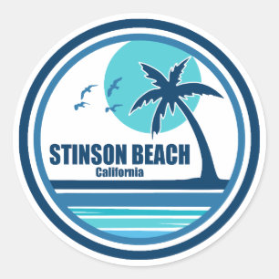 Stinson Beach Californië Palmboom Vogels Ronde Sticker