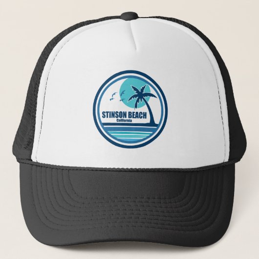Stinson Beach Californië Palmboom Vogels Trucker Pet (Voorkant)
