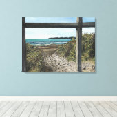Stinson Beach Waterverf Painting California Canva Canvas Afdruk (Insitu (Houten vloer))