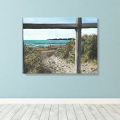 Stinson Beach Waterverf Painting California Canvas Afdruk (Insitu (Houten vloer))