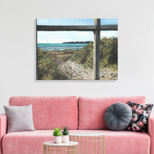 Stinson Beach Waterverf Painting California Canvas Afdruk