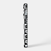 Stip bloem zwart wit iPhone 15 case (Linkerkant)