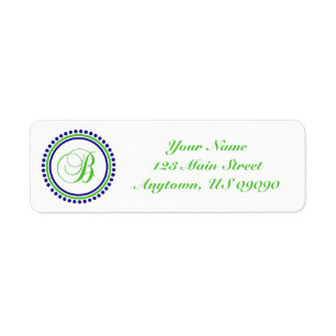 stip cirkel mongram adreslabel (groen / blauw) etiket