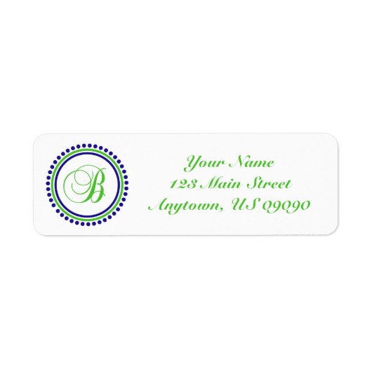 stip cirkel mongram adreslabel (groen / blauw) etiket (Voorkant)