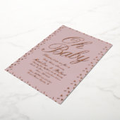 Stip Confetti Baby shower Roze geperst Folie Uitnodiging (Gedraaid)