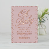 Stip Confetti Baby shower Roze geperst Folie Uitnodiging (Staand Voorkant)