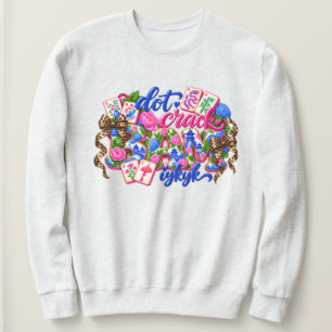 Stip Crack Bam Grappig Mahjong Roze Blauw Chinoise Trui