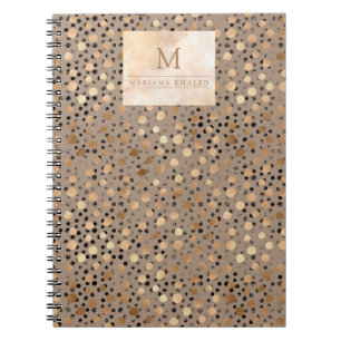 Stip goud Bruin dierlijk afdrukken Naam monogram Notitieboek