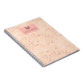 Stip goud Roze dierlijk monogram afdrukken naam Notitieboek (Rechterzijde)