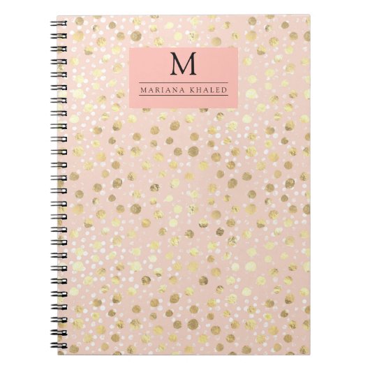 Stip goud Roze dierlijk monogram afdrukken naam Notitieboek (Voorkant)