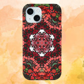 Stip Mandala Rood Groen en Wit iPhone 15 Case